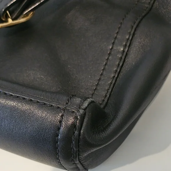 L&S Black Leather Shoulder Bag with Gold Accents - Picture 7 of 7